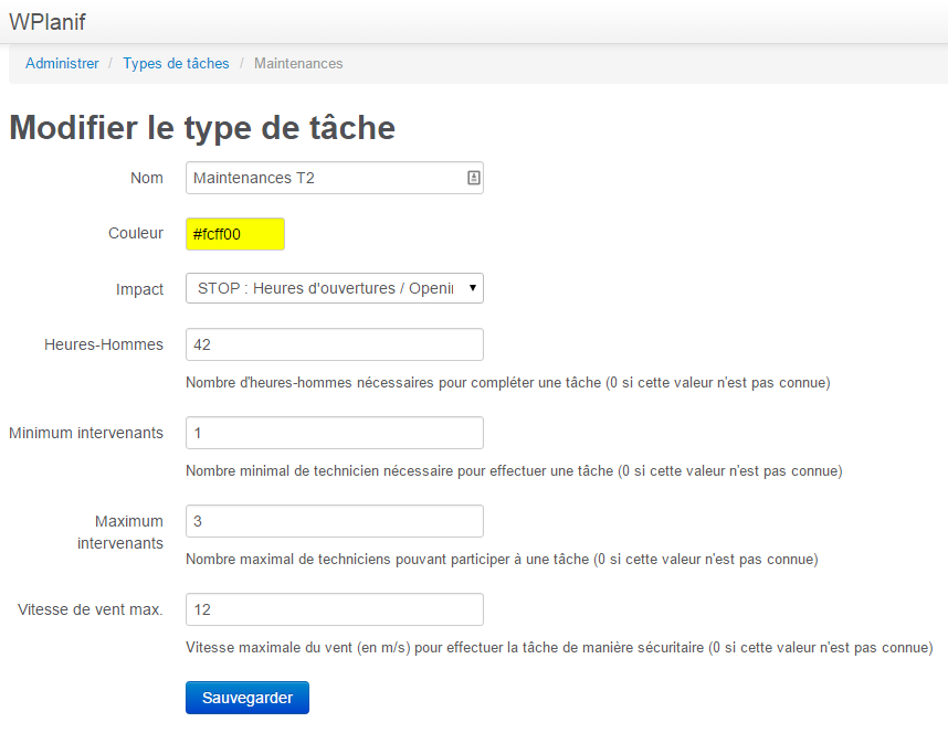 type de tache - metainformation